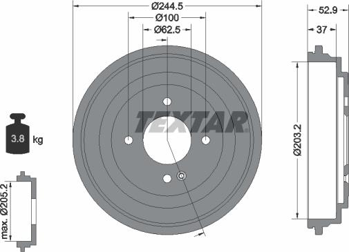 Textar 94048100 - Гальмівний барабан autocars.com.ua