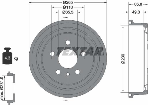 Textar 94048800 - Тормозной барабан avtokuzovplus.com.ua