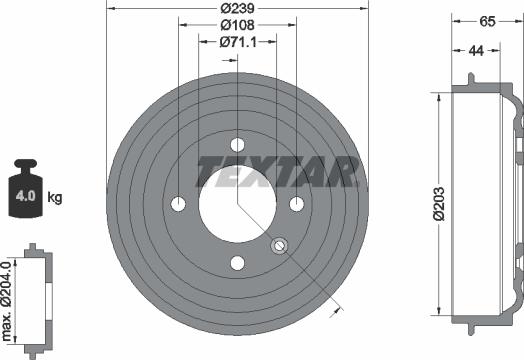 Textar 94049500 - Гальмівний барабан autocars.com.ua