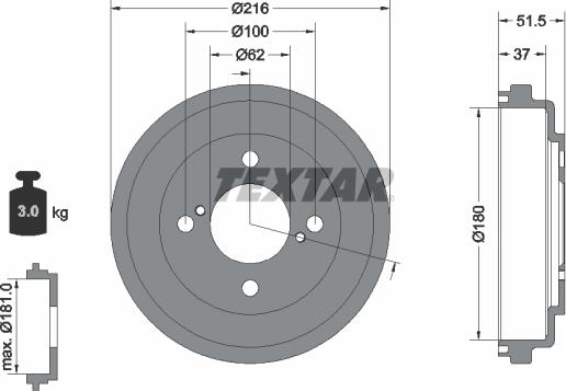 Textar 94049600 - Гальмівний барабан autocars.com.ua