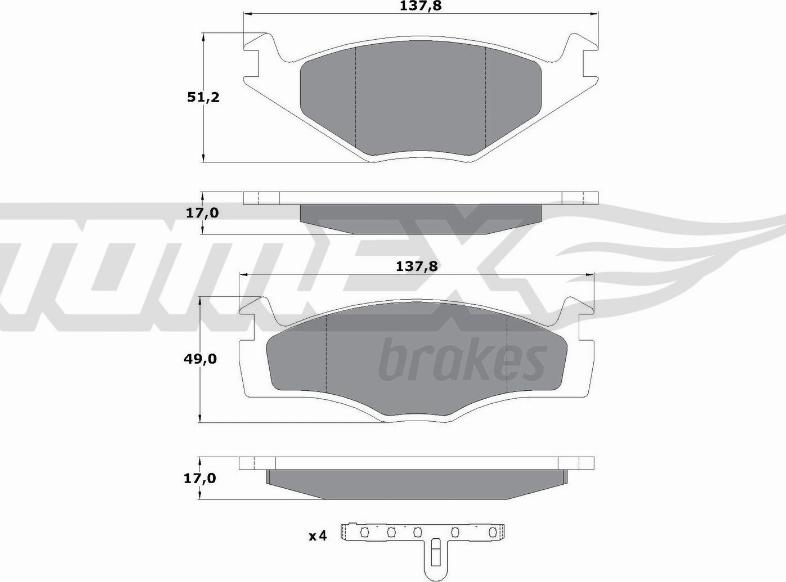 TOMEX brakes TX 10-141 - Гальмівні колодки, дискові гальма autocars.com.ua