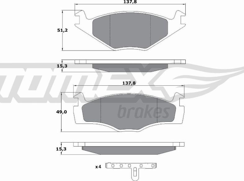 TOMEX brakes TX 10-14 - Гальмівні колодки, дискові гальма autocars.com.ua