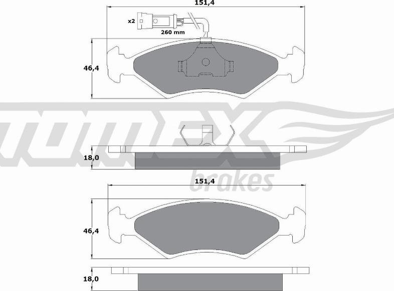 TOMEX brakes TX 10-281 - Гальмівні колодки, дискові гальма autocars.com.ua