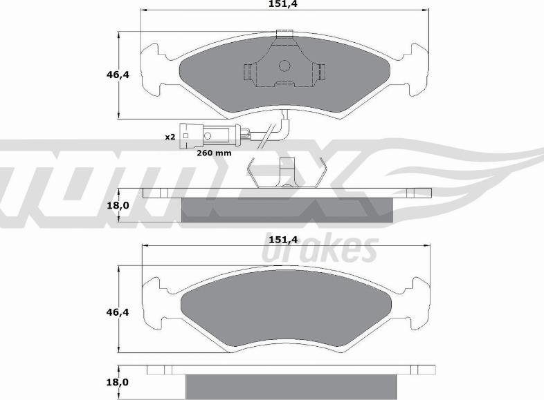 TOMEX brakes TX 10-282 - Гальмівні колодки, дискові гальма autocars.com.ua