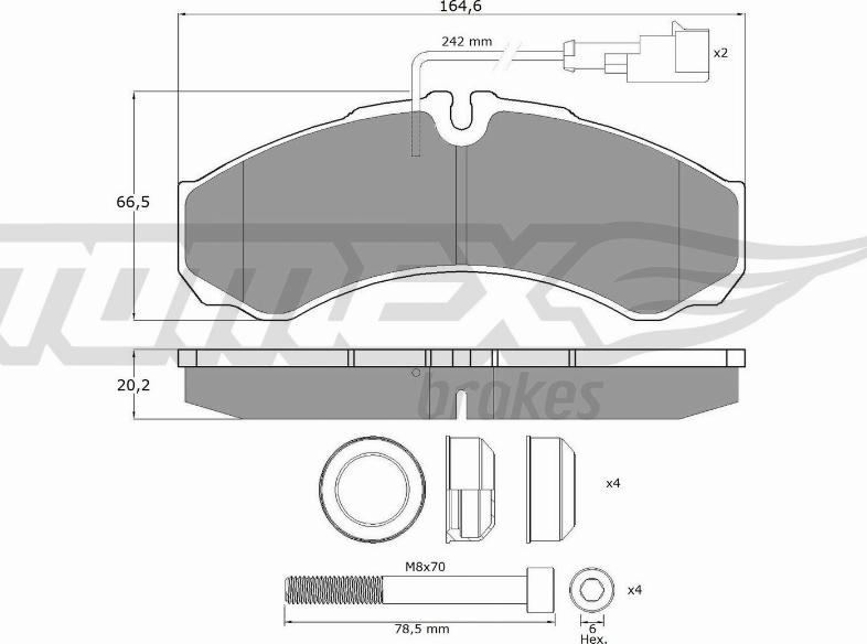 TOMEX brakes TX 11-112 - Гальмівні колодки, дискові гальма autocars.com.ua