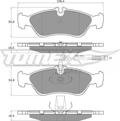 TOMEX brakes TX 11-491 - Гальмівні колодки, дискові гальма autocars.com.ua