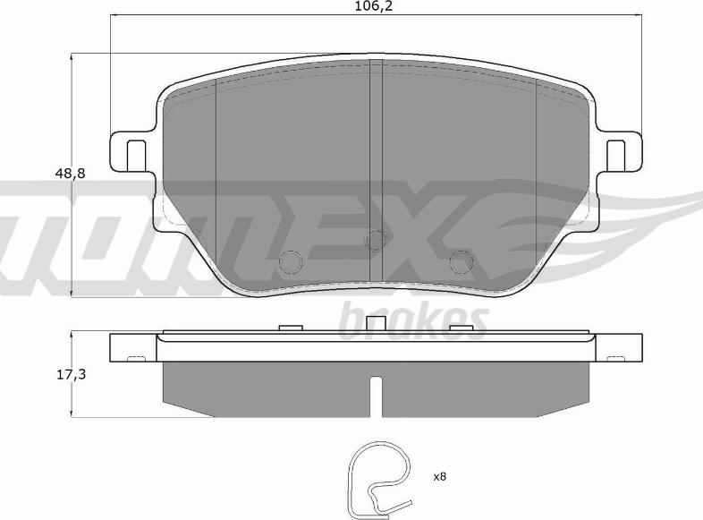 TOMEX brakes TX 12-08 - Гальмівні колодки, дискові гальма autocars.com.ua