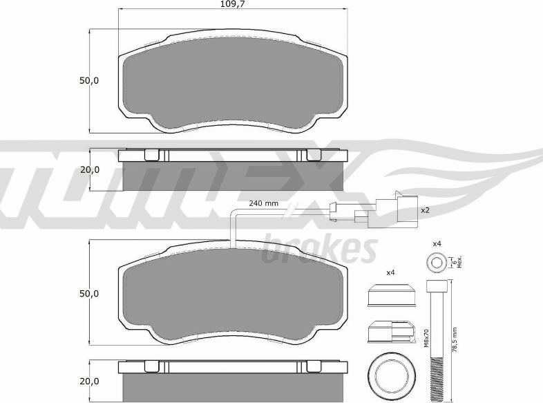 TOMEX brakes TX 12-461 - Тормозные колодки, дисковые, комплект autodnr.net