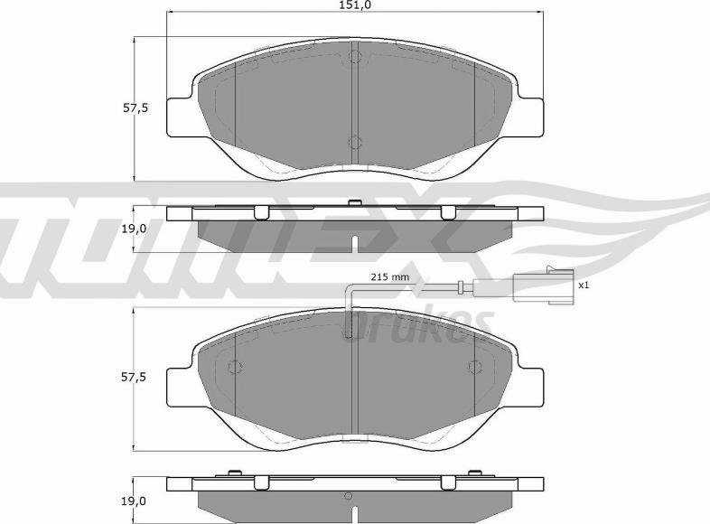 TOMEX brakes TX 12-50 - Гальмівні колодки, дискові гальма autocars.com.ua