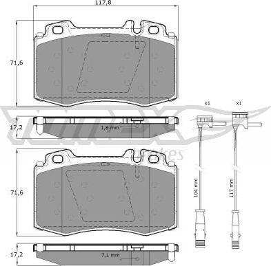 TOMEX brakes TX 12-811 - Гальмівні колодки, дискові гальма autocars.com.ua