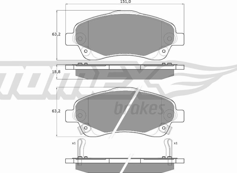 TOMEX brakes TX 13-61 - Гальмівні колодки, дискові гальма autocars.com.ua