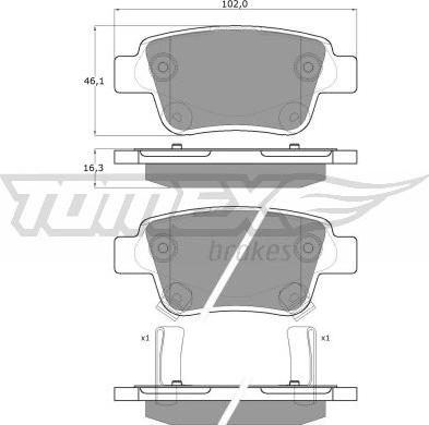 TOMEX brakes TX 13-62 - Гальмівні колодки, дискові гальма autocars.com.ua