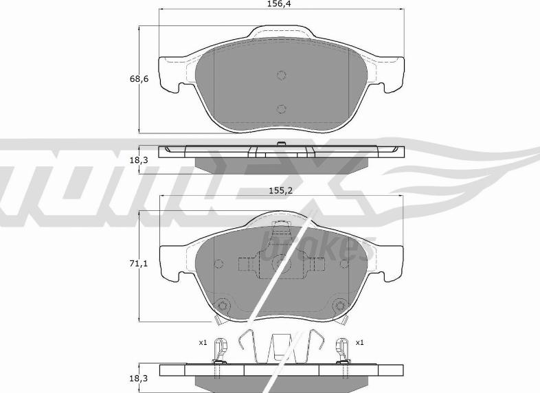 TOMEX brakes TX 13-64 - Гальмівні колодки, дискові гальма autocars.com.ua