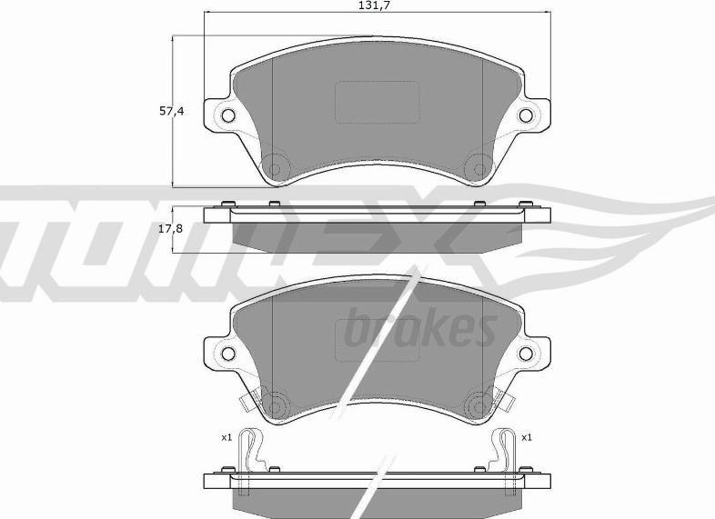 TOMEX brakes TX 13-74 - Гальмівні колодки, дискові гальма autocars.com.ua