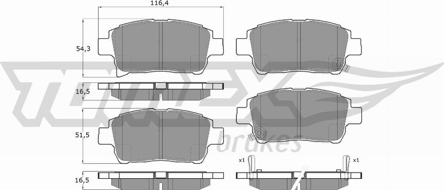 TOMEX brakes TX 13-76 - Гальмівні колодки, дискові гальма autocars.com.ua