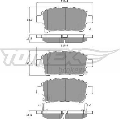 TOMEX brakes TX 13-76 - Гальмівні колодки, дискові гальма autocars.com.ua
