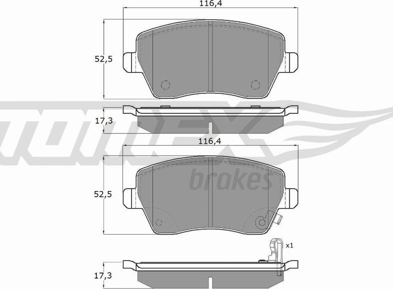 TOMEX brakes TX 14-162 - Гальмівні колодки, дискові гальма autocars.com.ua