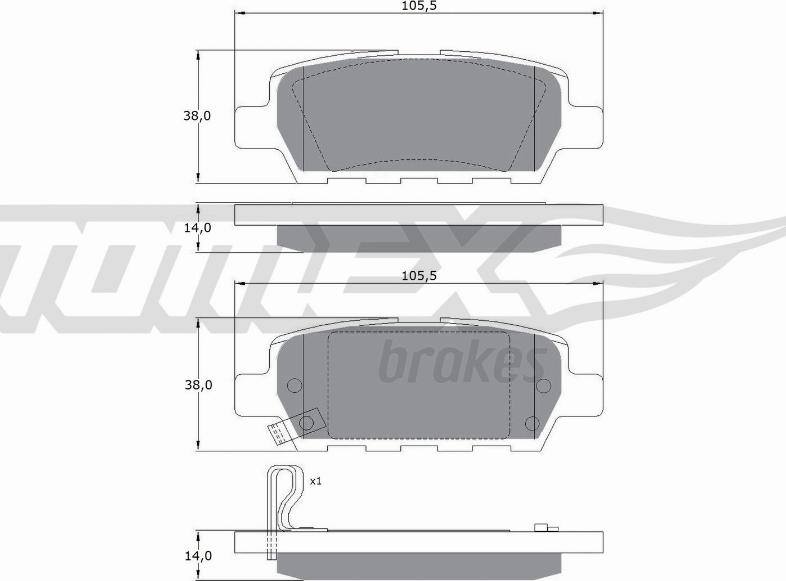 TOMEX brakes TX 14-21 - Гальмівні колодки, дискові гальма autocars.com.ua