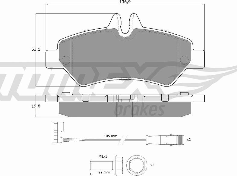 TOMEX brakes TX 14-27 - Гальмівні колодки, дискові гальма autocars.com.ua