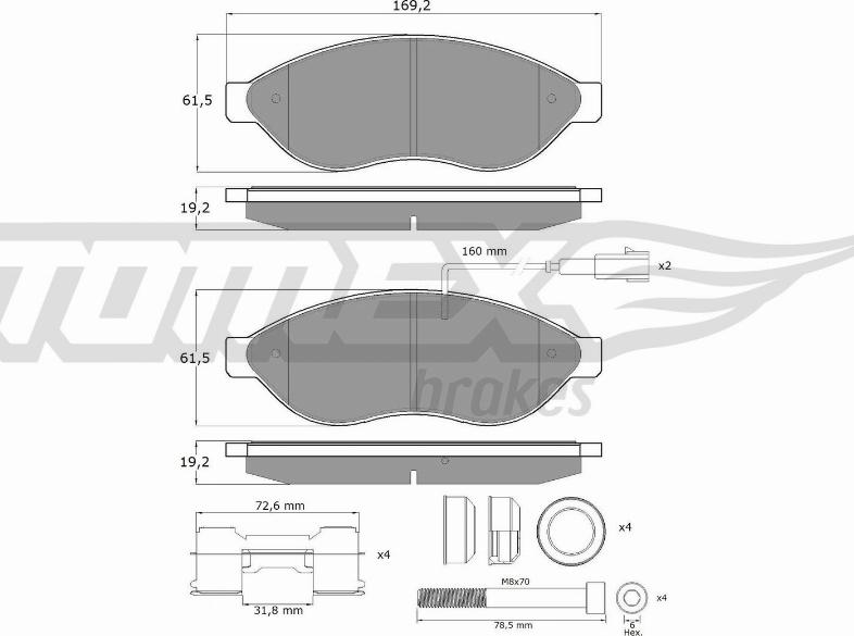 TOMEX brakes TX 14-391 - Гальмівні колодки, дискові гальма autocars.com.ua