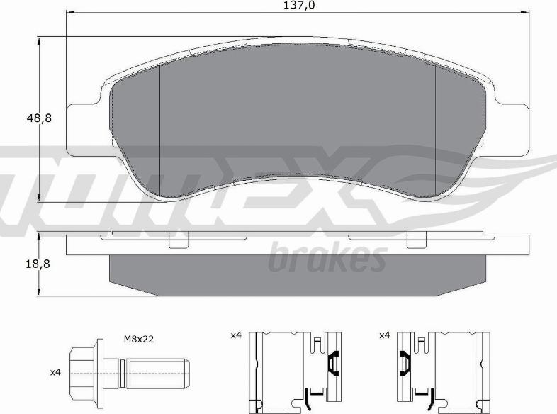 TOMEX brakes TX 14-41 - Гальмівні колодки, дискові гальма autocars.com.ua