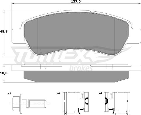 TOMEX brakes TX 14-41 - Гальмівні колодки, дискові гальма autocars.com.ua