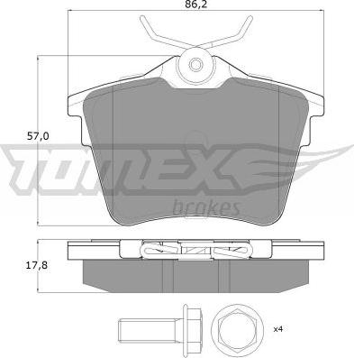 TOMEX brakes TX 14-69 - Гальмівні колодки, дискові гальма autocars.com.ua