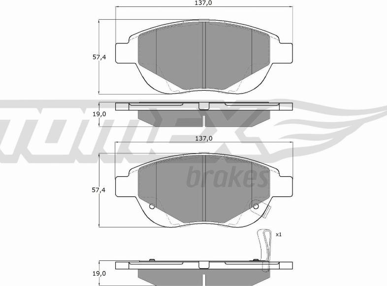 TOMEX brakes TX 14-86 - Гальмівні колодки, дискові гальма autocars.com.ua