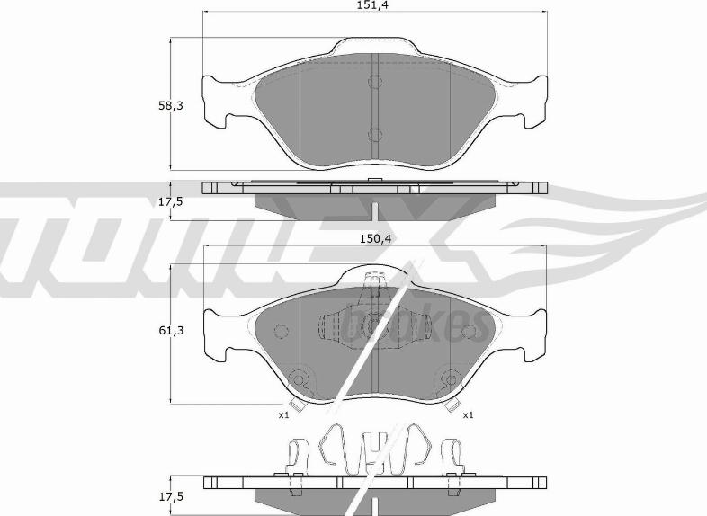 TOMEX brakes TX 15-00 - Гальмівні колодки, дискові гальма autocars.com.ua