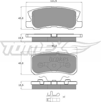 TOMEX brakes TX 15-04 - Гальмівні колодки, дискові гальма autocars.com.ua