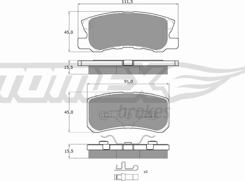 TOMEX brakes TX 15-04 - Гальмівні колодки, дискові гальма autocars.com.ua