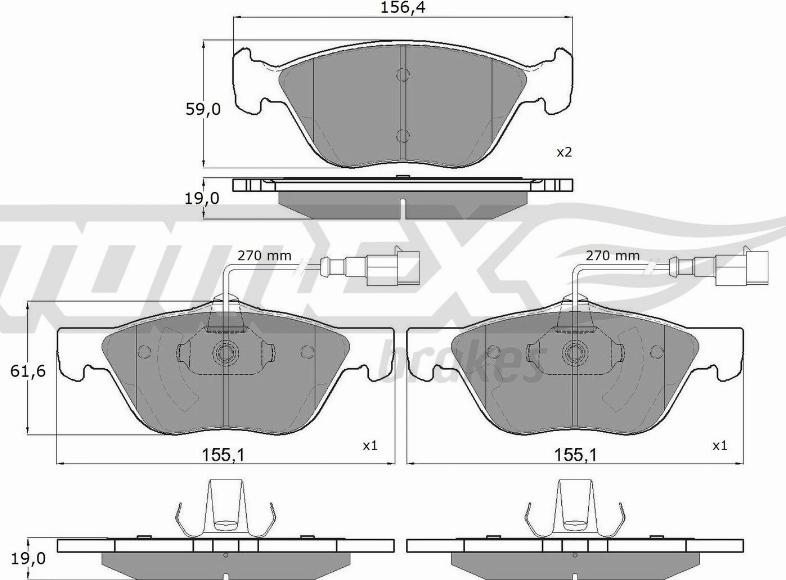 TOMEX brakes TX 15-05 - Гальмівні колодки, дискові гальма autocars.com.ua