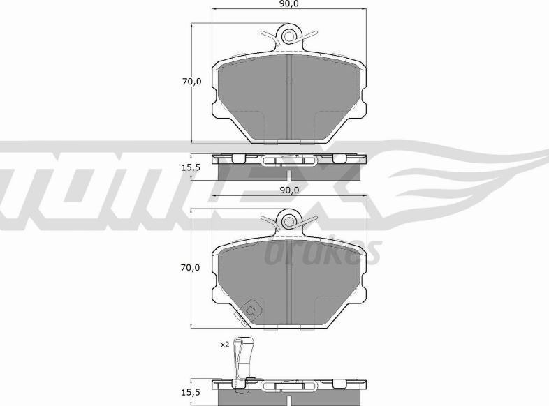 TOMEX brakes TX 15-07 - Гальмівні колодки, дискові гальма autocars.com.ua