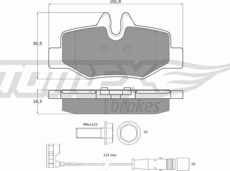 TOMEX brakes TX 15-13 - Гальмівні колодки, дискові гальма autocars.com.ua