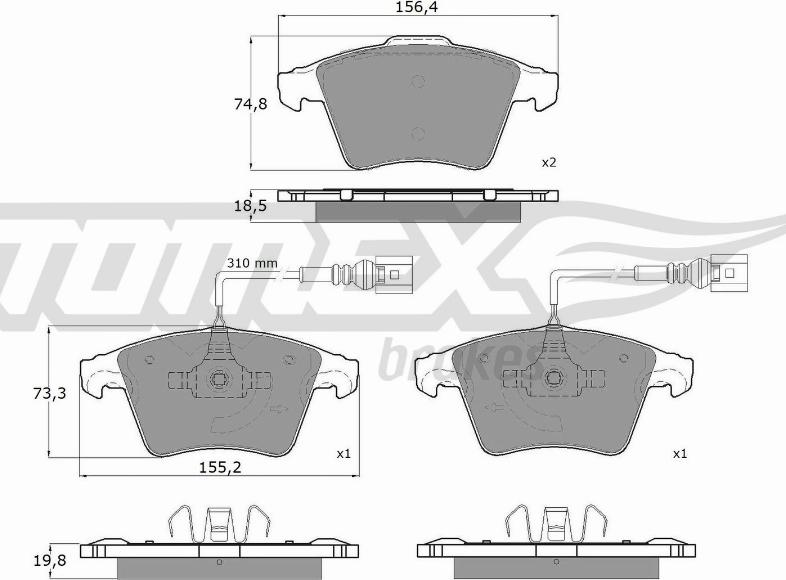 TOMEX brakes TX 15-23 - Гальмівні колодки, дискові гальма autocars.com.ua