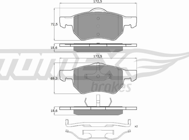 TOMEX brakes TX 15-30 - Гальмівні колодки, дискові гальма autocars.com.ua