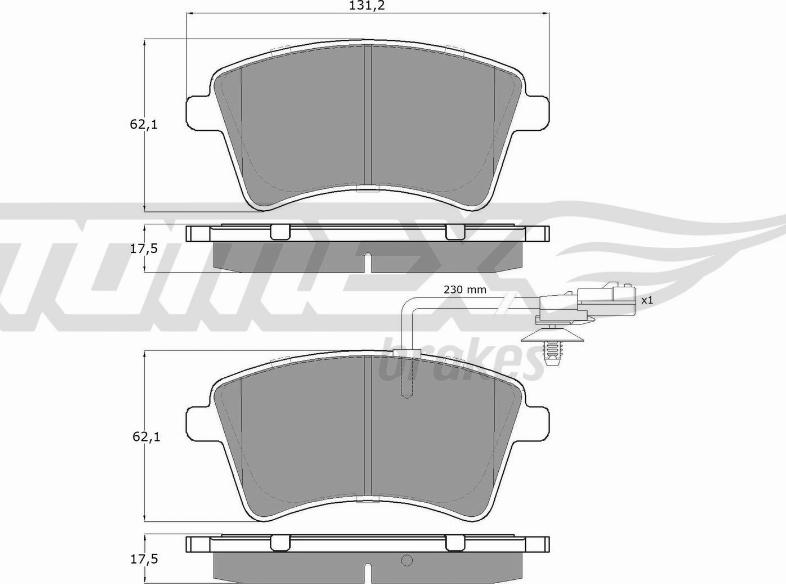 TOMEX brakes TX 15-841 - Гальмівні колодки, дискові гальма autocars.com.ua