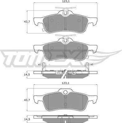 TOMEX brakes TX 16-031 - Гальмівні колодки, дискові гальма autocars.com.ua