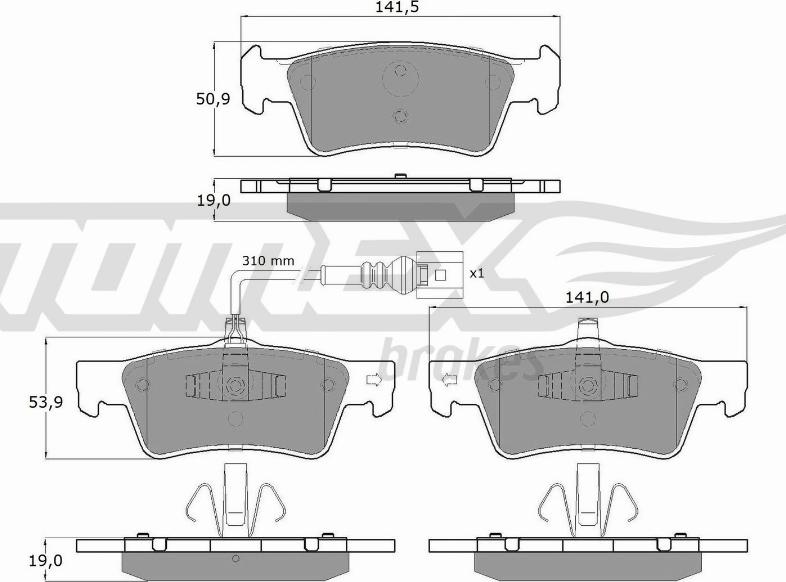 TOMEX brakes TX 16-14 - Гальмівні колодки, дискові гальма autocars.com.ua