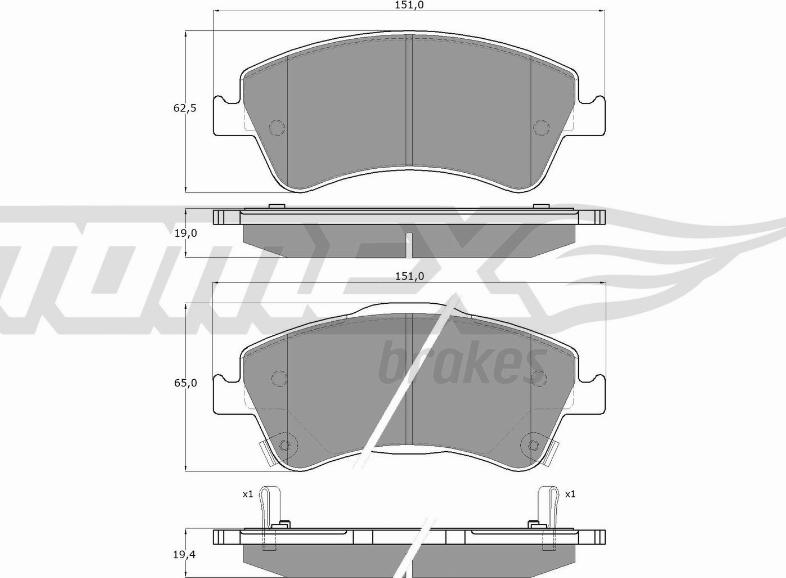 TOMEX brakes TX 16-30 - Гальмівні колодки, дискові гальма autocars.com.ua