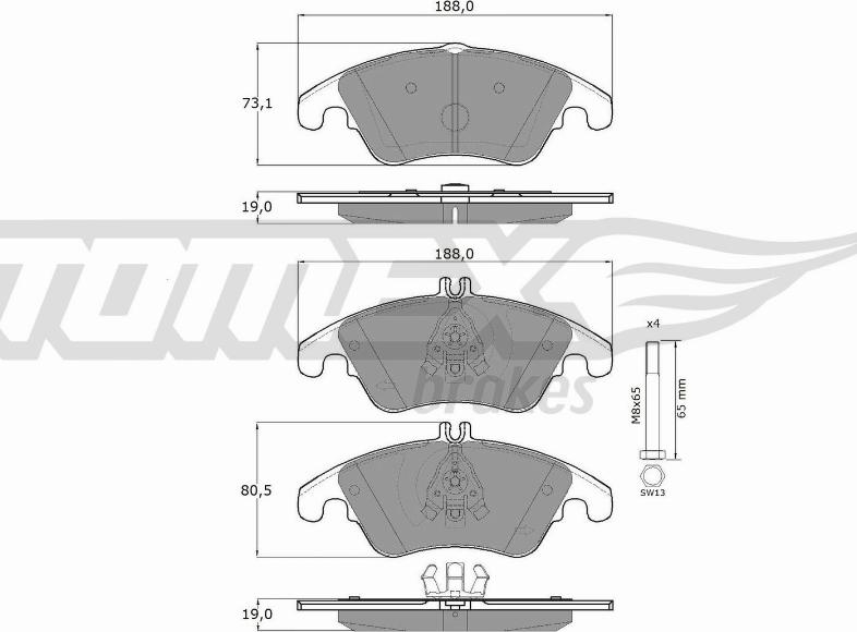 TOMEX brakes TX 16-31 - Гальмівні колодки, дискові гальма autocars.com.ua