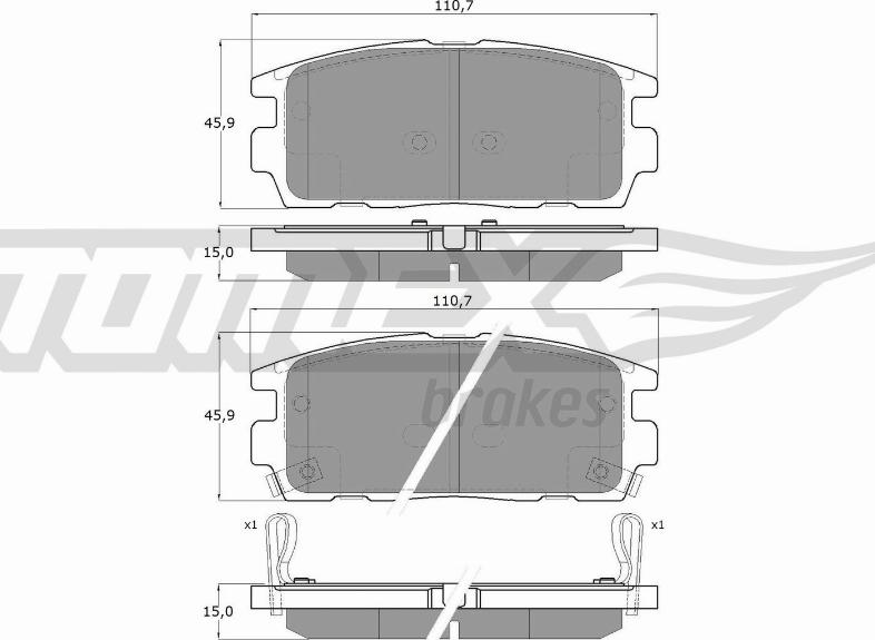 TOMEX brakes TX 16-43 - Гальмівні колодки, дискові гальма autocars.com.ua