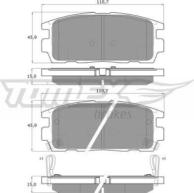 TOMEX brakes TX 16-43 - Гальмівні колодки, дискові гальма autocars.com.ua