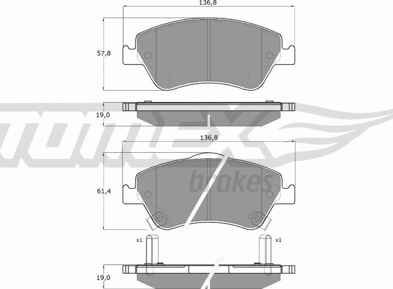 TOMEX brakes TX 16-45 - Гальмівні колодки, дискові гальма autocars.com.ua