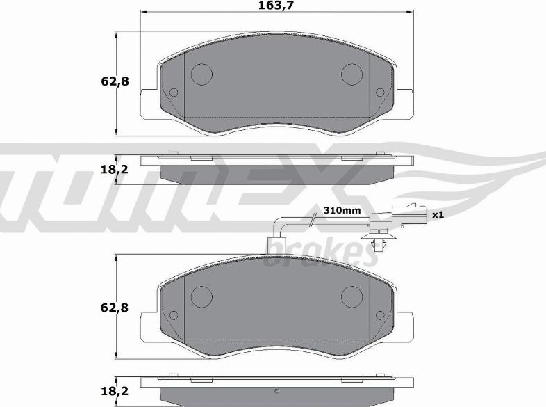 TOMEX brakes TX 16-49 - Гальмівні колодки, дискові гальма autocars.com.ua