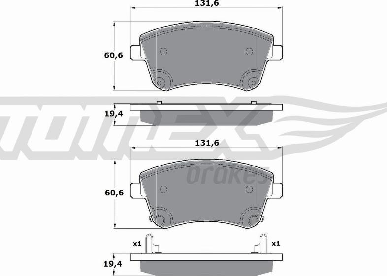 TOMEX brakes TX 16-53 - Тормозные колодки, дисковые, комплект autodnr.net