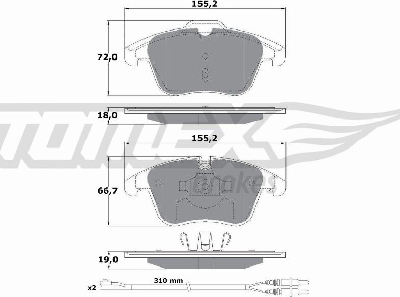 TOMEX brakes TX 16-55 - Гальмівні колодки, дискові гальма autocars.com.ua