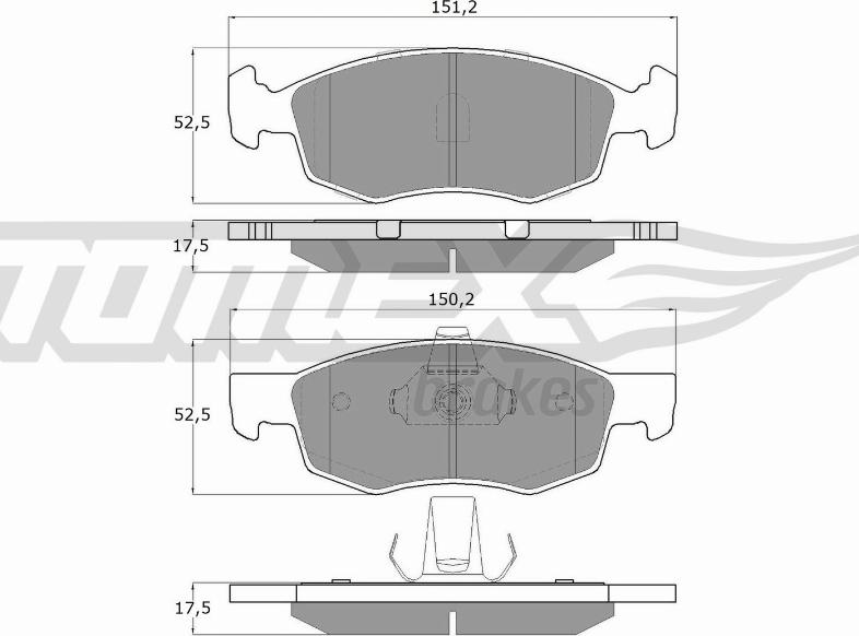 TOMEX brakes TX 16-61 - Гальмівні колодки, дискові гальма autocars.com.ua