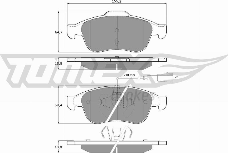 TOMEX brakes TX 16-62 - Гальмівні колодки, дискові гальма autocars.com.ua