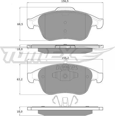 TOMEX brakes TX 16-65 - Гальмівні колодки, дискові гальма autocars.com.ua